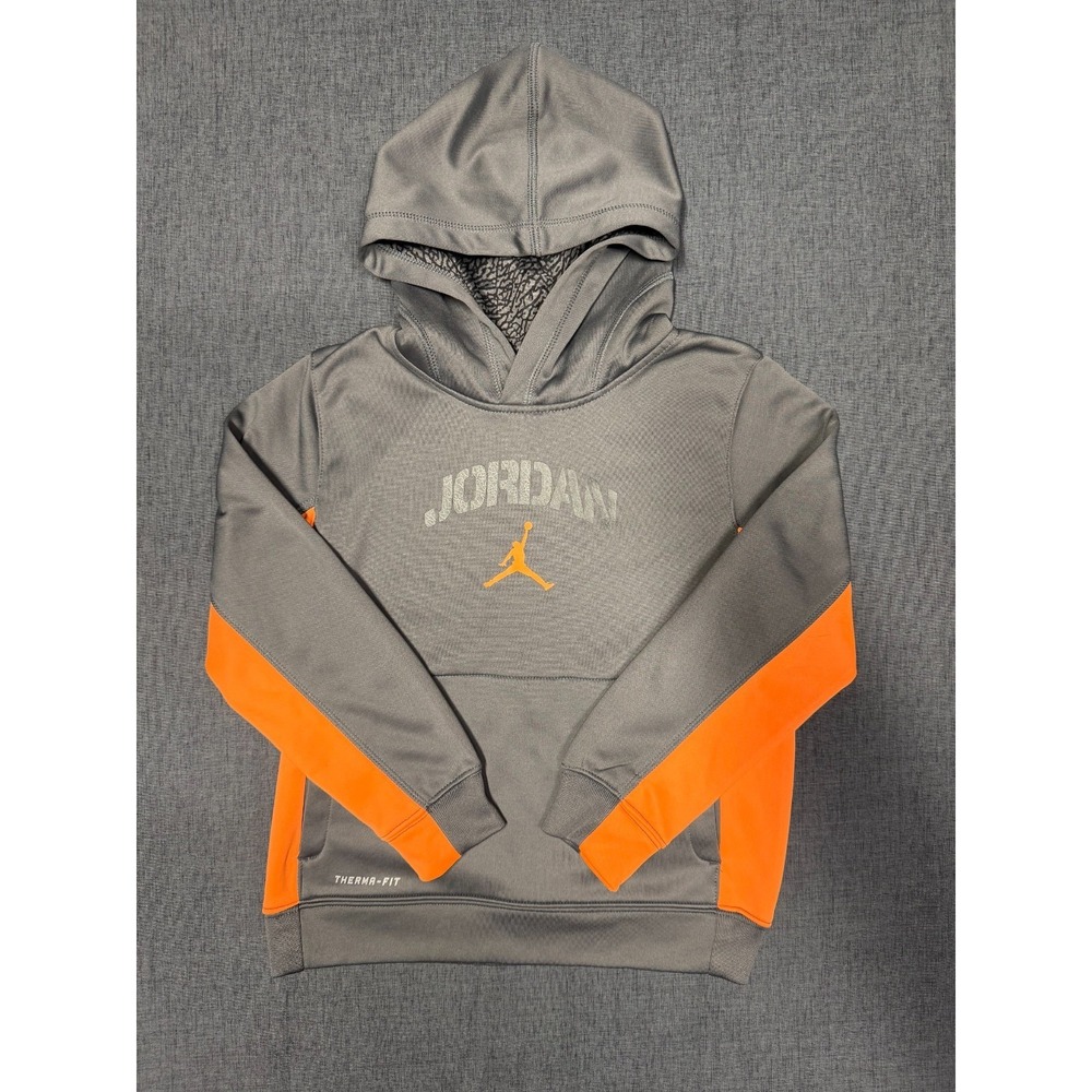 boys Jordan therma fit hoodie size small (6-7 Years) In Gray & Orange